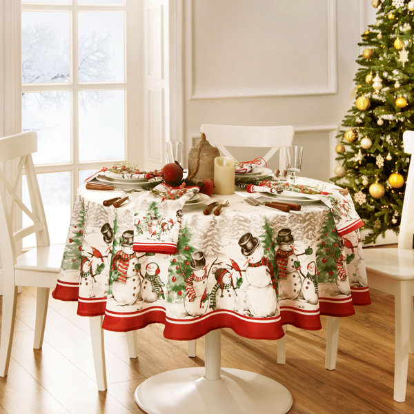 The Holiday Aisle® Gambrills Round/Oval Christmas Tablecloth & Reviews
